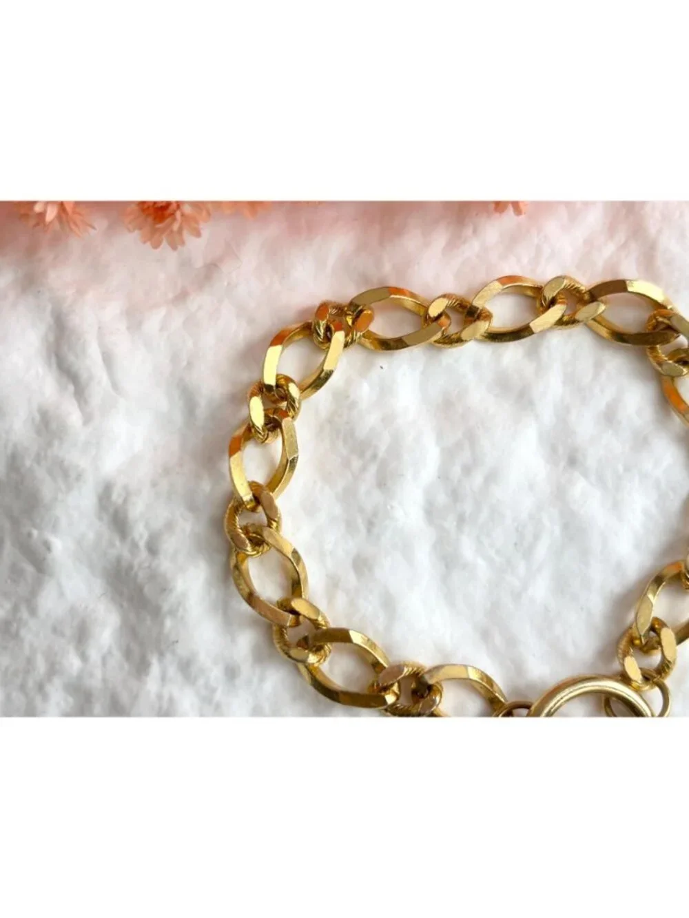 Cable Chain Gold Toned Toggle Clasp Chunky Vintage 80's Style Bracelet